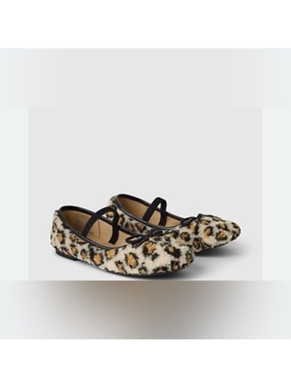 Gap Kids Girls Sherpa Leopard Print Ballet Flats Slip-On Shoes NWT 5